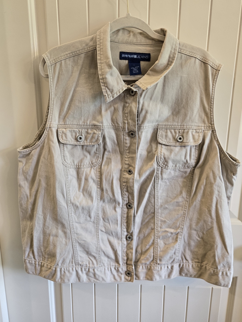 Avenue Tan Jean Vest Womens Plus Size 26/28